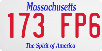 MA license plate 173FP6