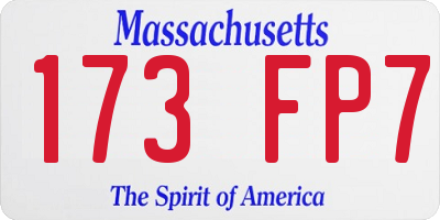 MA license plate 173FP7
