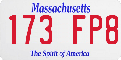 MA license plate 173FP8