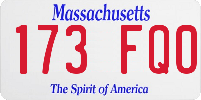 MA license plate 173FQ0