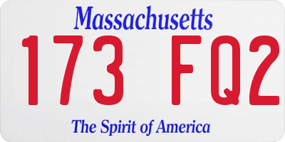 MA license plate 173FQ2