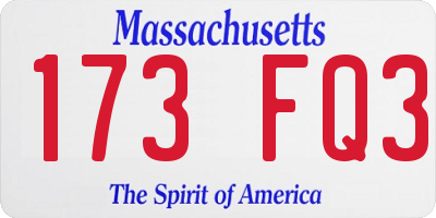 MA license plate 173FQ3