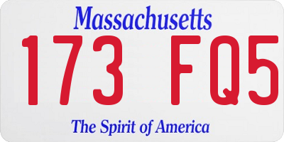 MA license plate 173FQ5