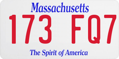 MA license plate 173FQ7