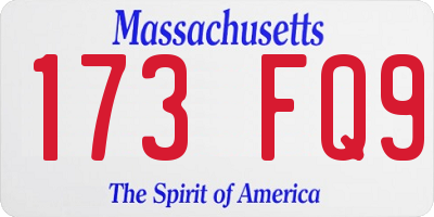 MA license plate 173FQ9