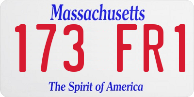 MA license plate 173FR1