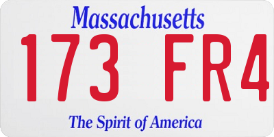 MA license plate 173FR4