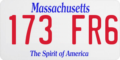 MA license plate 173FR6