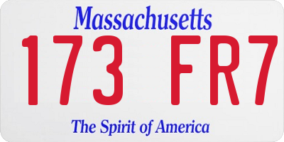 MA license plate 173FR7