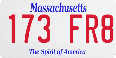 MA license plate 173FR8