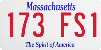 MA license plate 173FS1