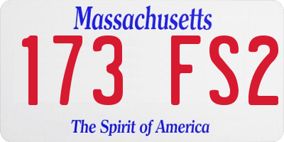 MA license plate 173FS2
