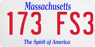 MA license plate 173FS3
