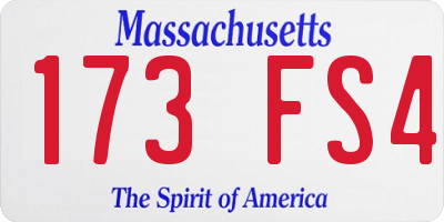 MA license plate 173FS4