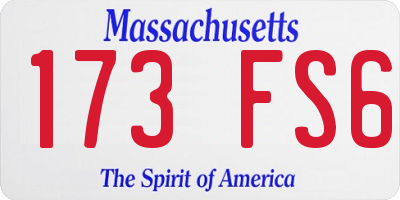 MA license plate 173FS6