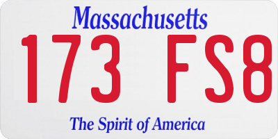 MA license plate 173FS8
