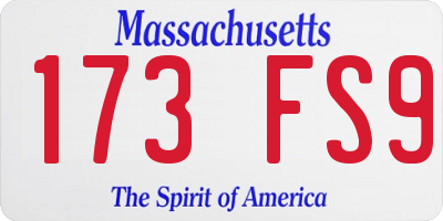 MA license plate 173FS9