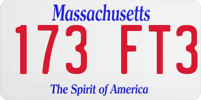 MA license plate 173FT3