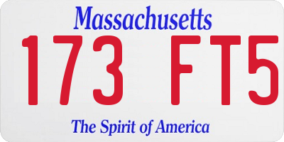MA license plate 173FT5