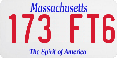 MA license plate 173FT6