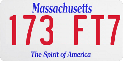 MA license plate 173FT7