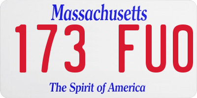MA license plate 173FU0
