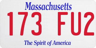 MA license plate 173FU2