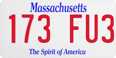 MA license plate 173FU3