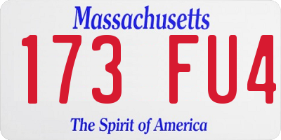 MA license plate 173FU4