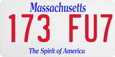 MA license plate 173FU7