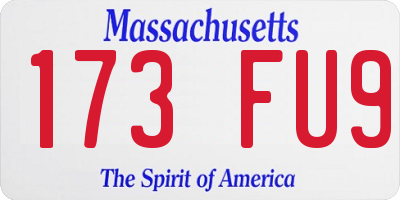 MA license plate 173FU9