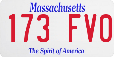 MA license plate 173FV0