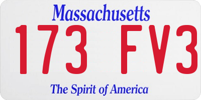 MA license plate 173FV3