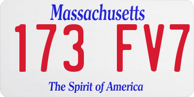 MA license plate 173FV7