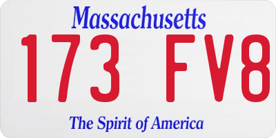 MA license plate 173FV8