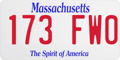 MA license plate 173FW0