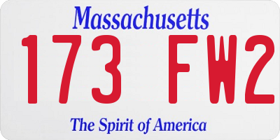 MA license plate 173FW2