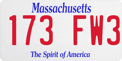 MA license plate 173FW3