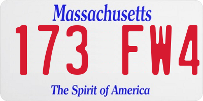 MA license plate 173FW4