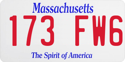 MA license plate 173FW6