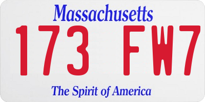 MA license plate 173FW7