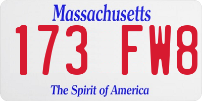 MA license plate 173FW8
