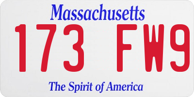 MA license plate 173FW9