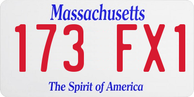 MA license plate 173FX1