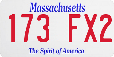 MA license plate 173FX2