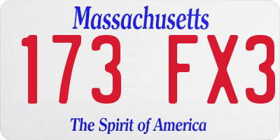 MA license plate 173FX3