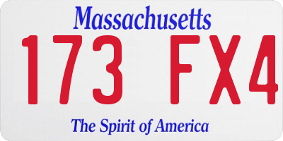 MA license plate 173FX4