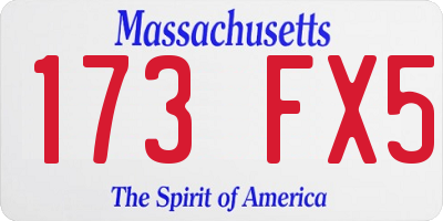 MA license plate 173FX5