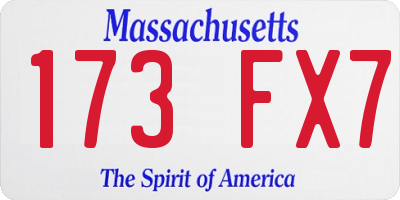 MA license plate 173FX7