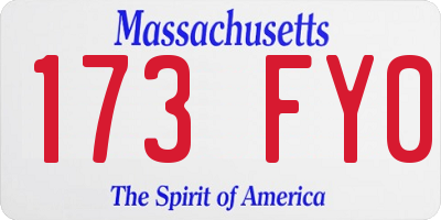 MA license plate 173FY0